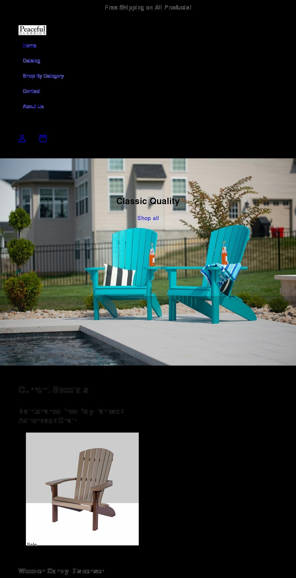 peacefulclassics.com shopify website screenshot