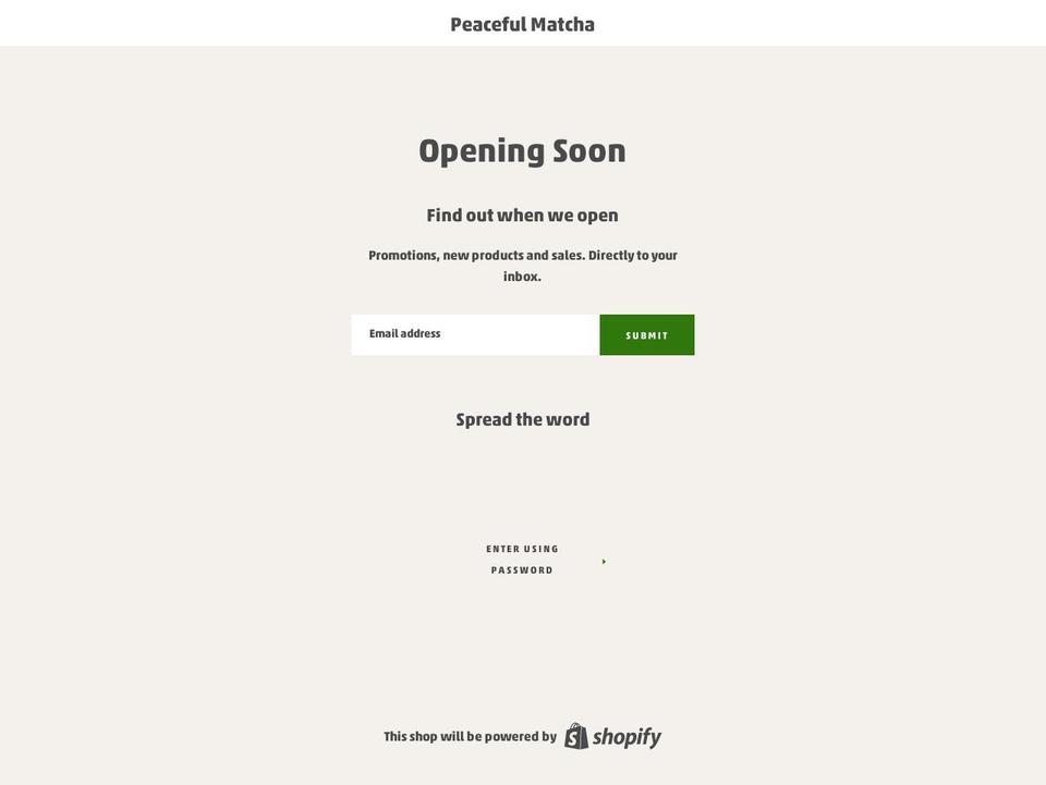 peacefulmatcha.com — Shopify storefront screenshot