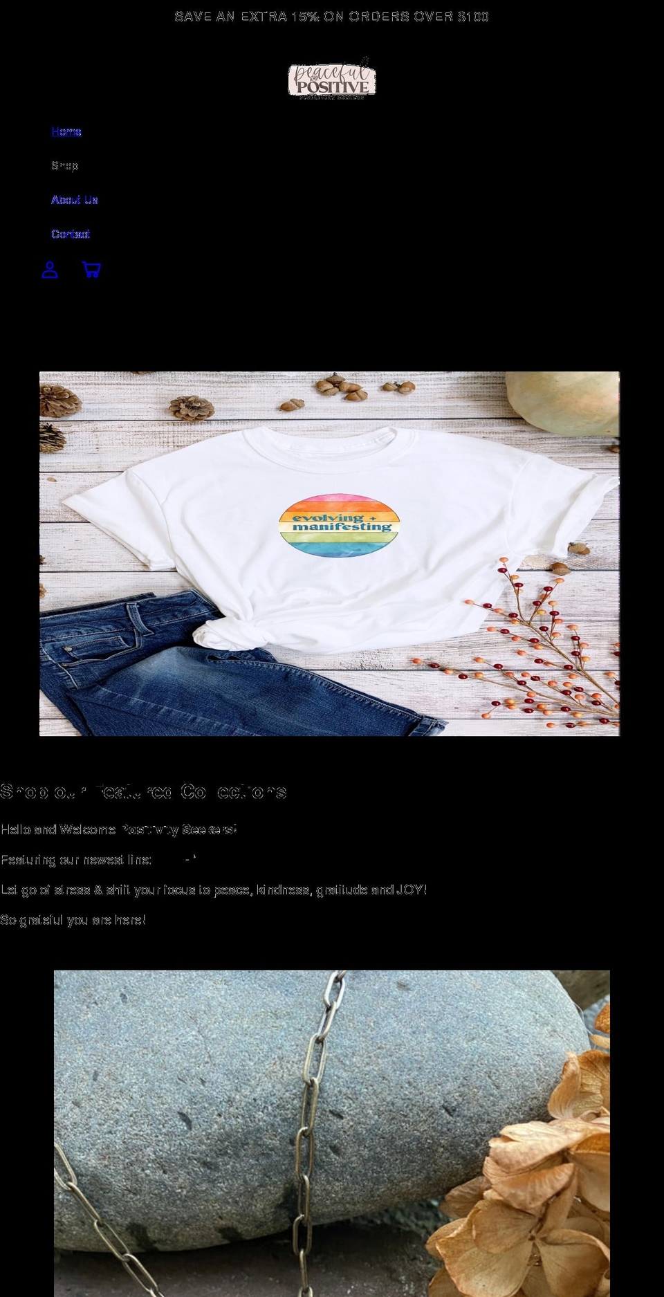 peacefulpositive.com shopify website screenshot