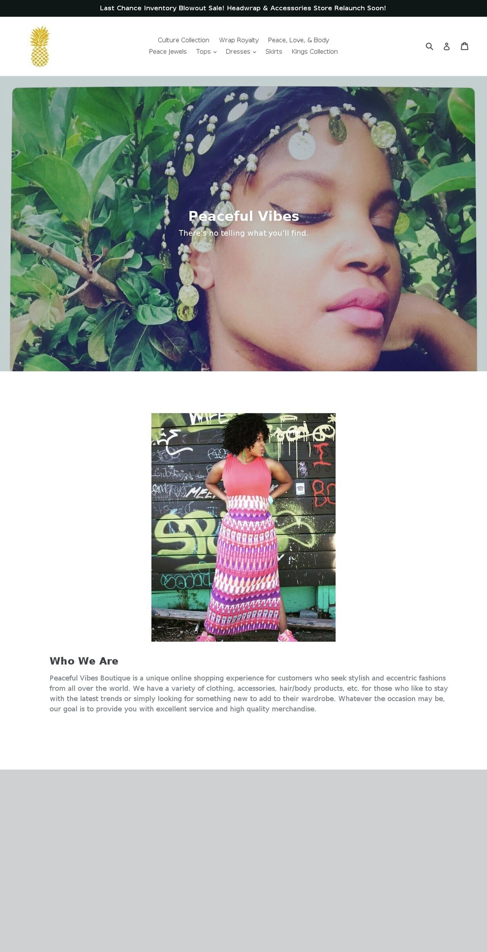 peacefulvibesboutique.com — Shopify storefront screenshot