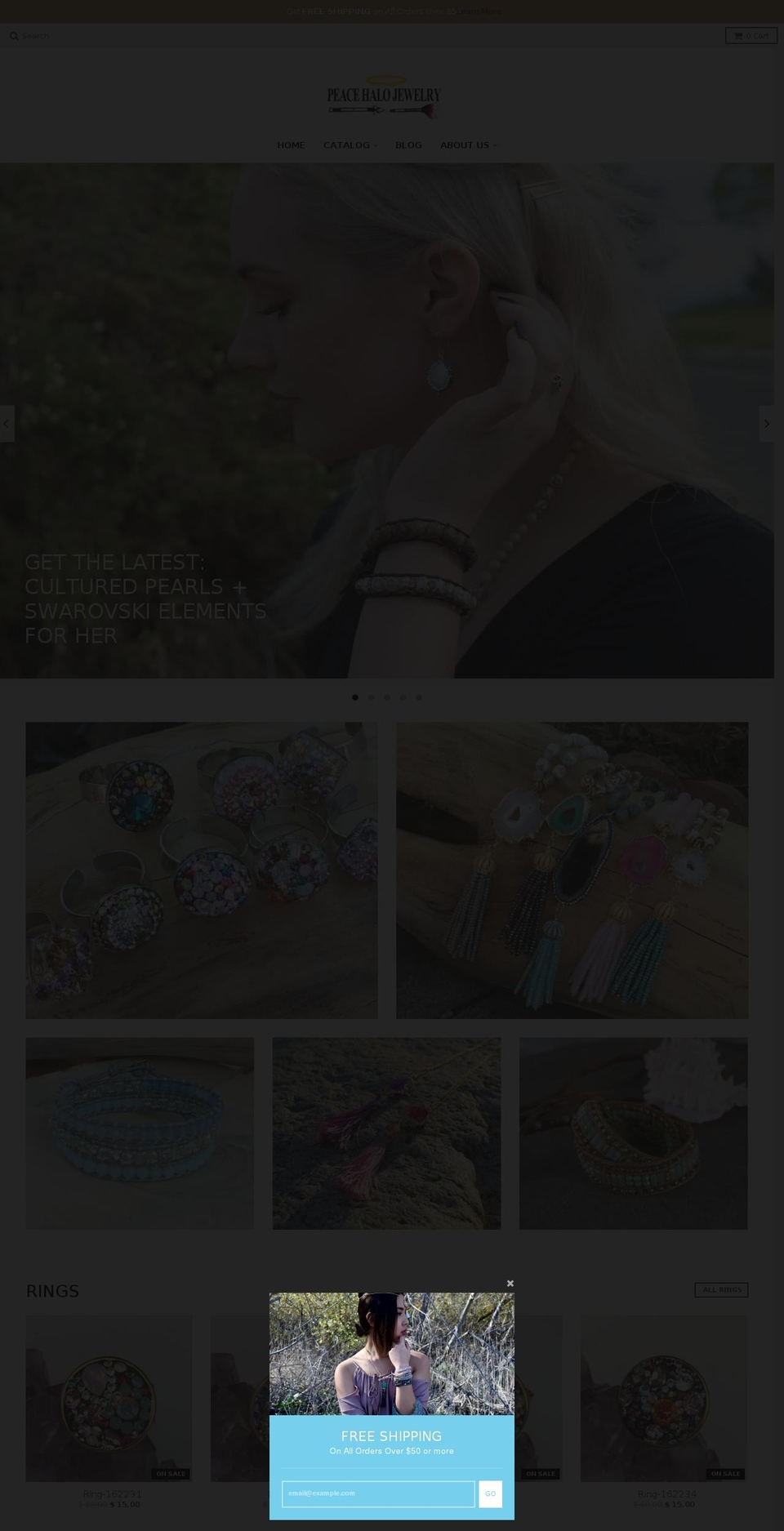 peacehalojewelry.com shopify website screenshot