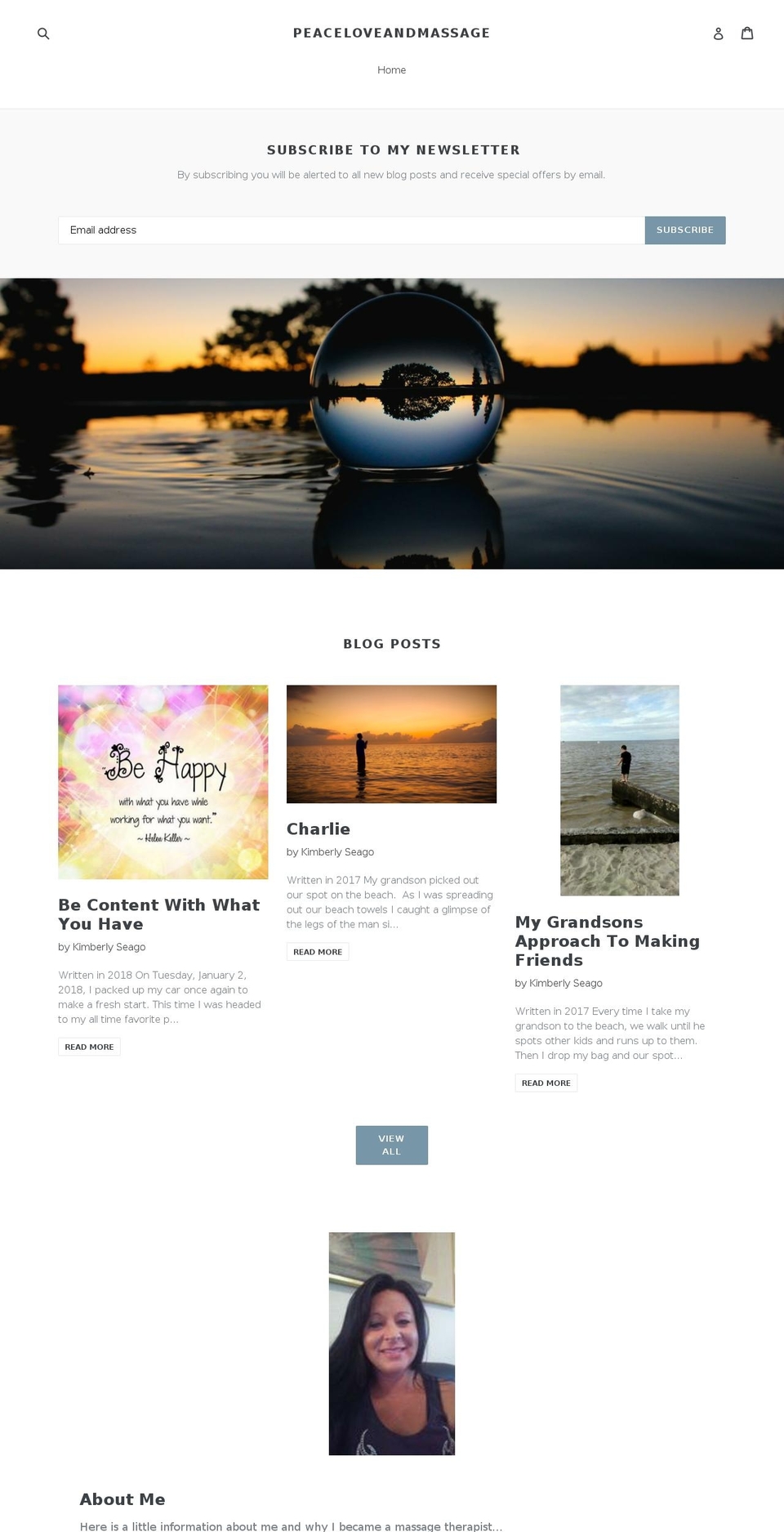 peaceloveandmassage.com — Shopify storefront screenshot
