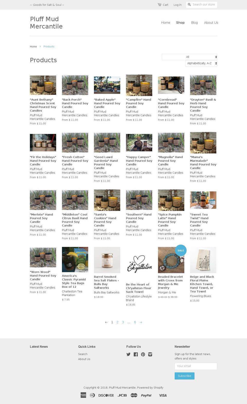 peaceloveandpluffmud.com — Shopify storefront screenshot