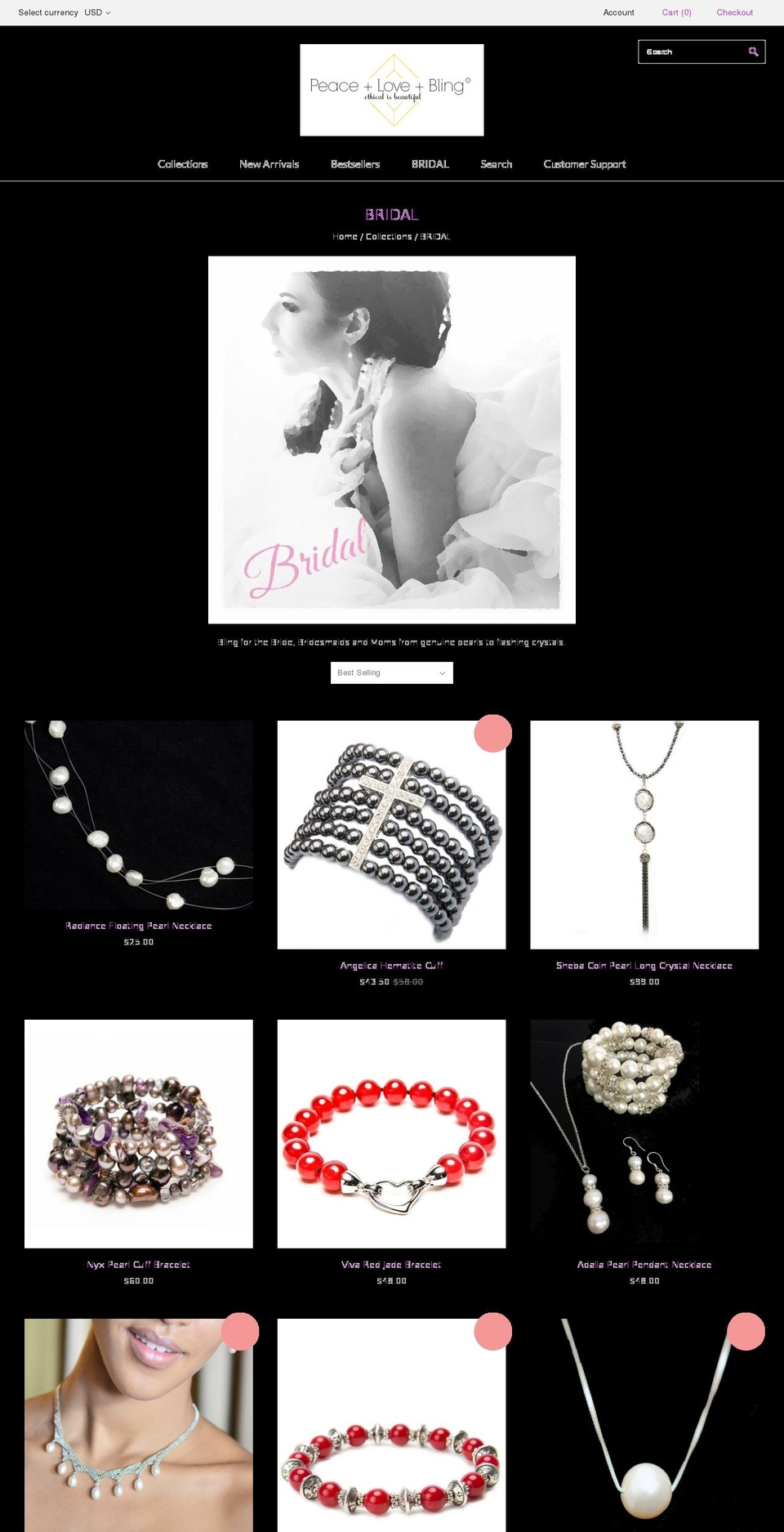 peacelovebride.com shopify website screenshot