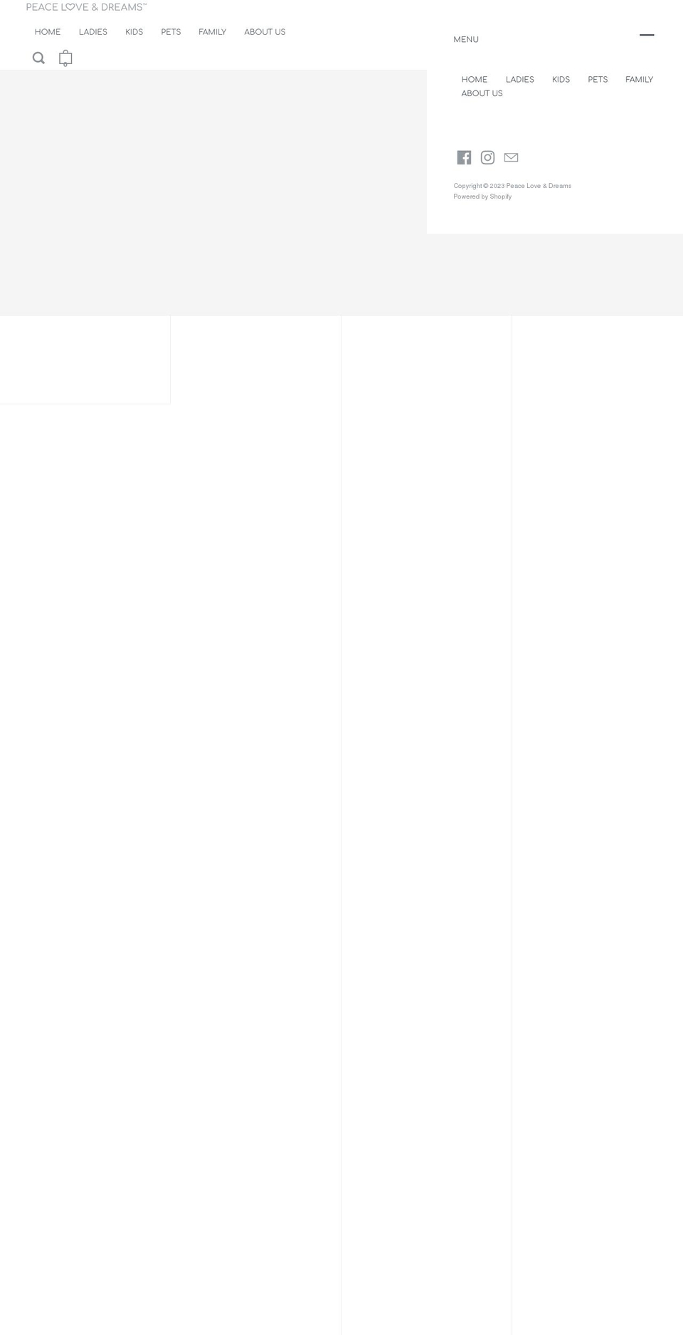 peacelovedreams.com shopify website screenshot