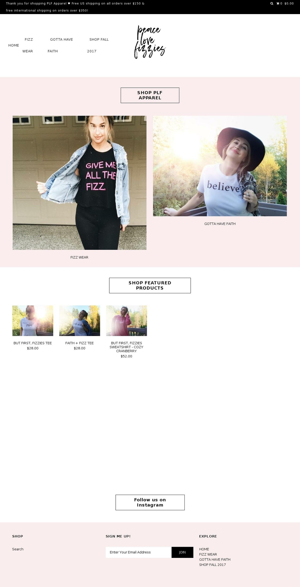 peacelovefizzies.com — Shopify storefront screenshot