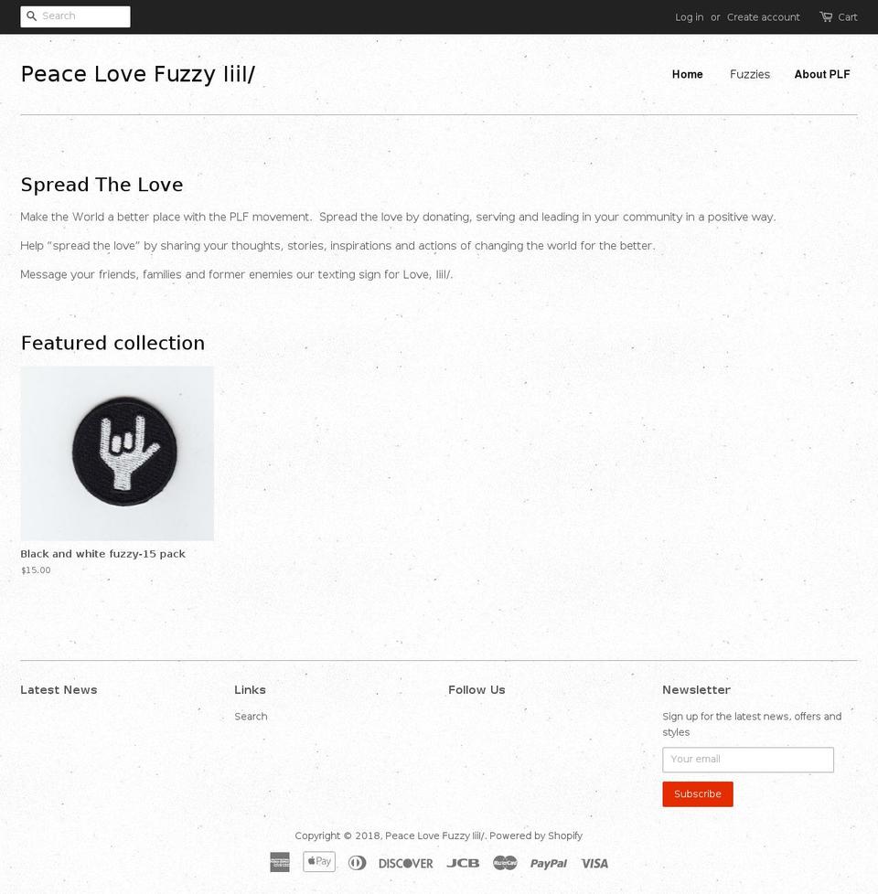 peacelovefuzzy.com — Shopify storefront screenshot