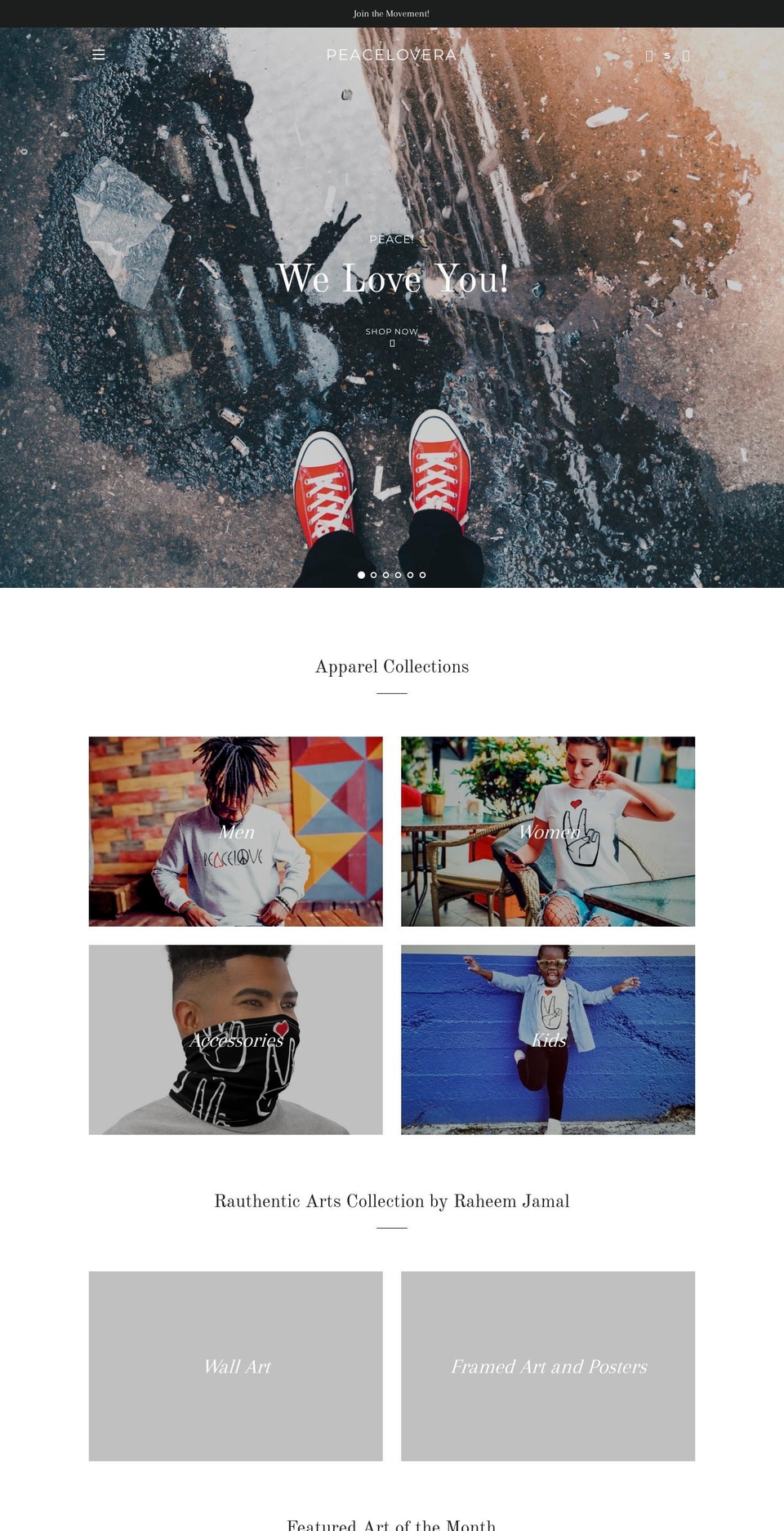 peacelovera.com shopify website screenshot