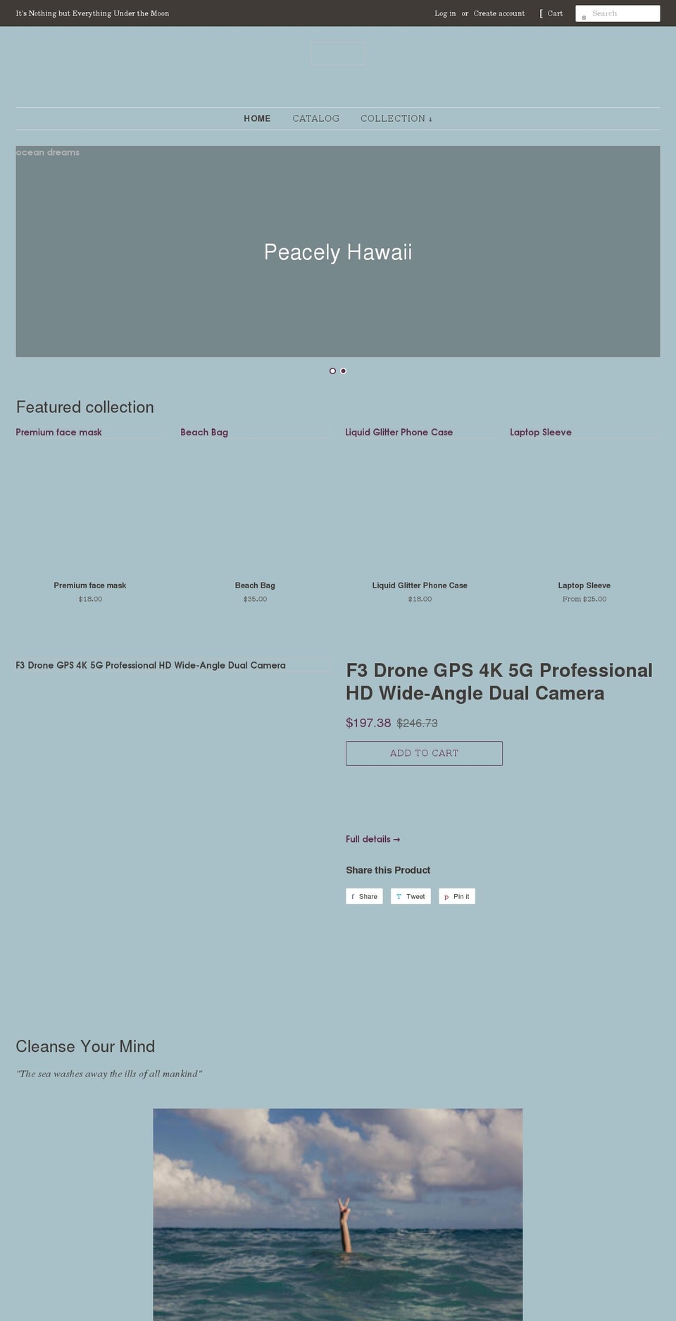 peacelyhawaii.com shopify website screenshot