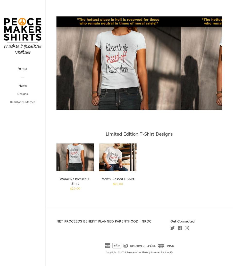 peacemakershirts.com — Shopify storefront screenshot
