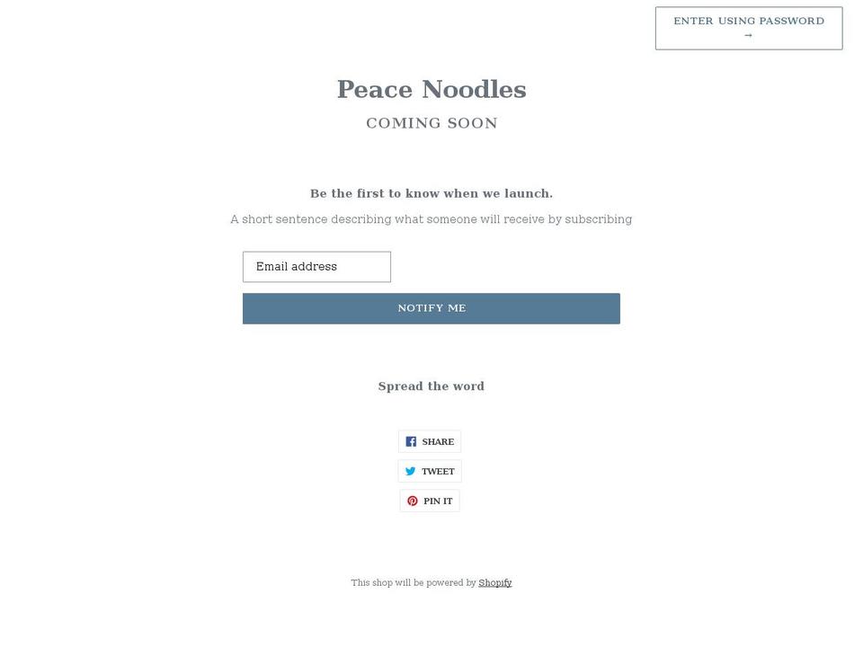 peacenoodles.store shopify website screenshot