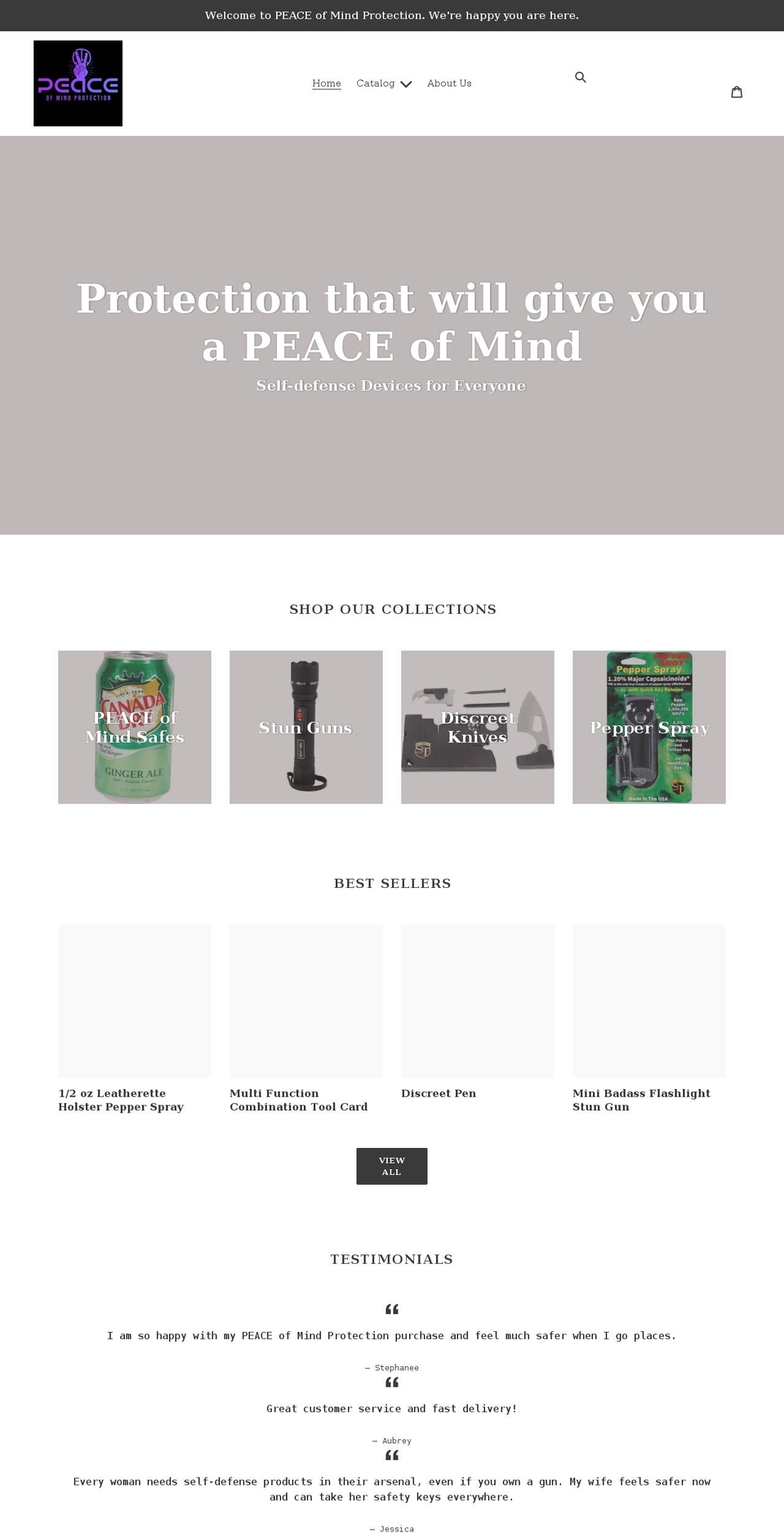 peaceofmindprotection.net shopify website screenshot