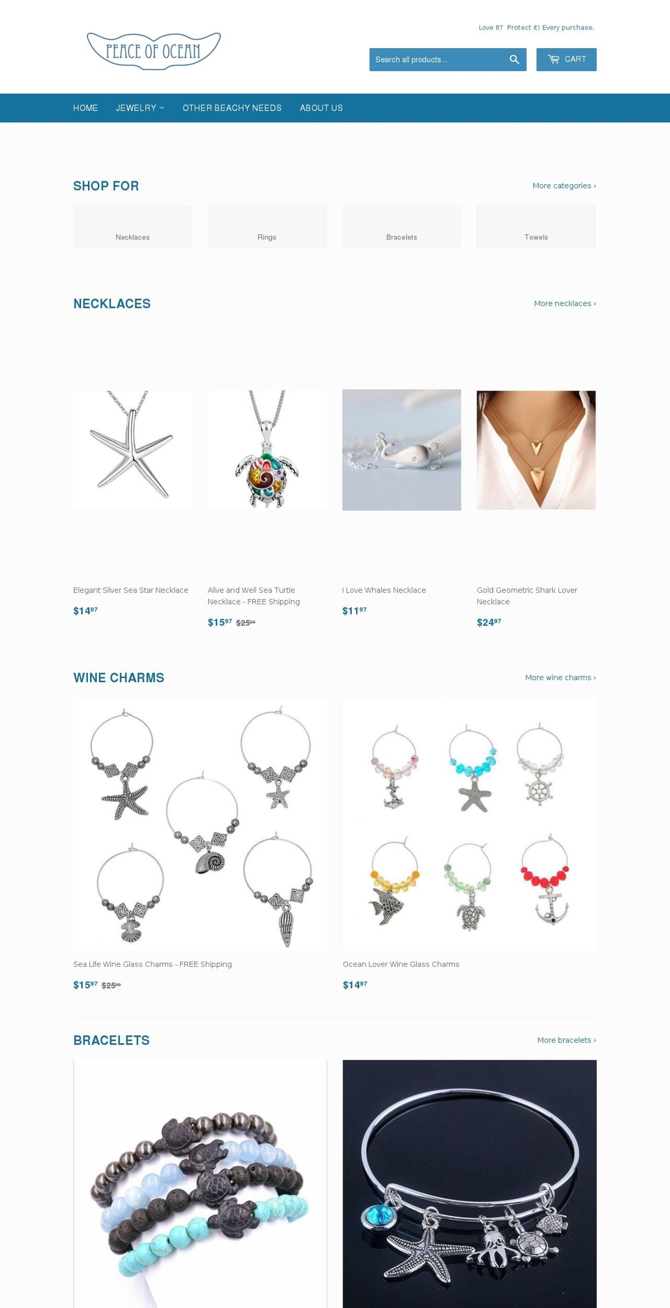 peaceofocean.com — Shopify storefront screenshot