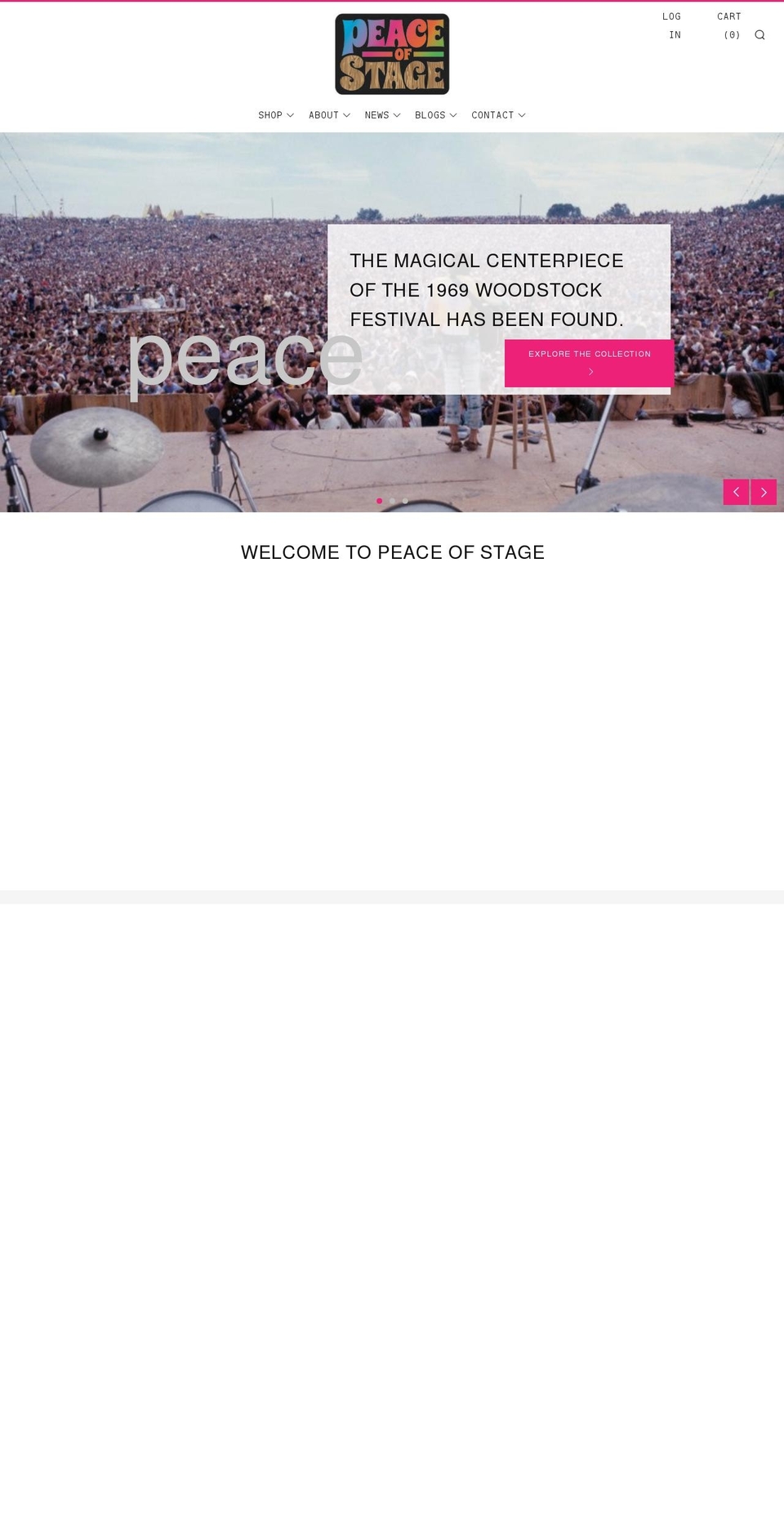 peaceofstage.com shopify website screenshot