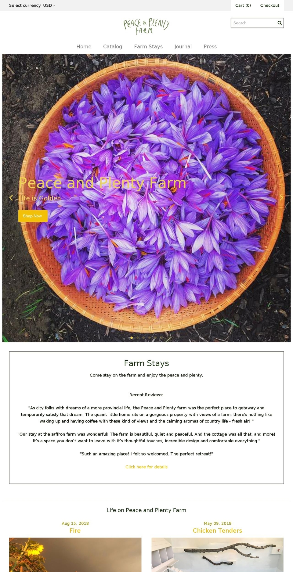 peaceplentyfarm.com — Shopify storefront screenshot