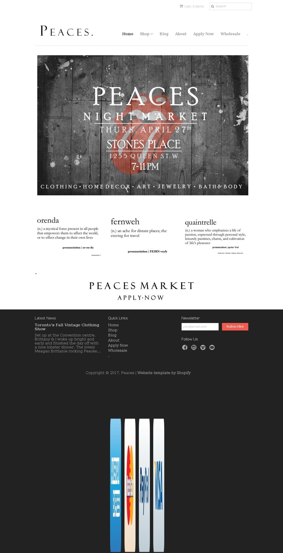 peaces.ca shopify website screenshot