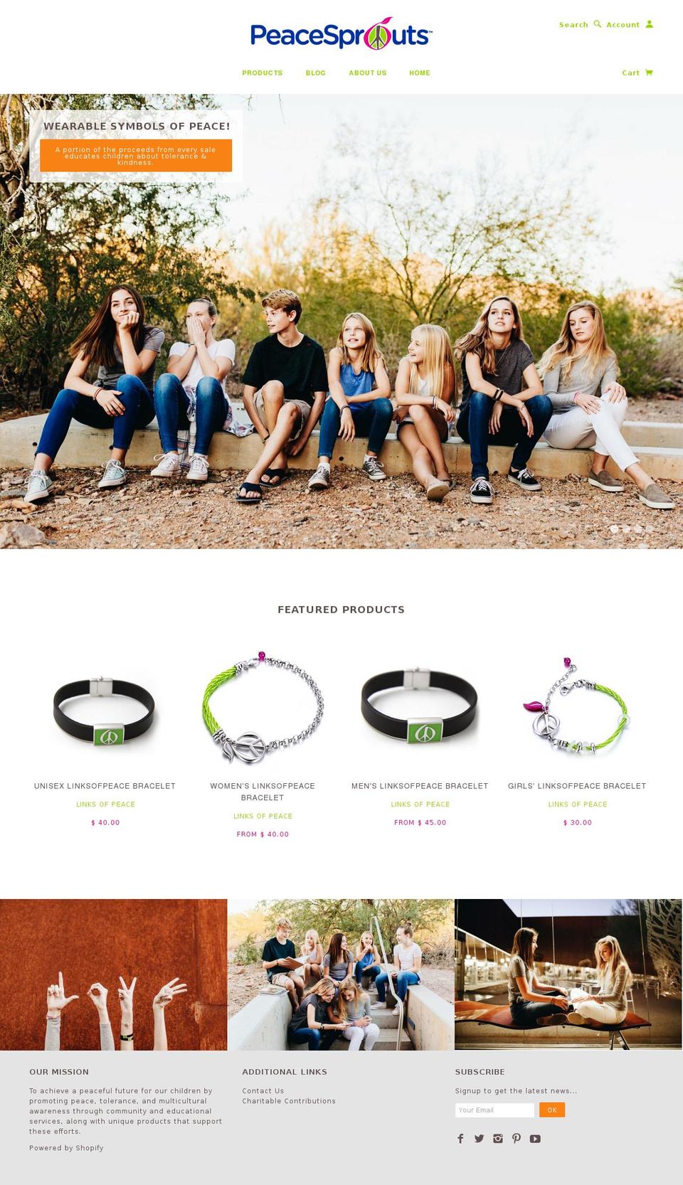peacesprouts.com — Shopify storefront screenshot