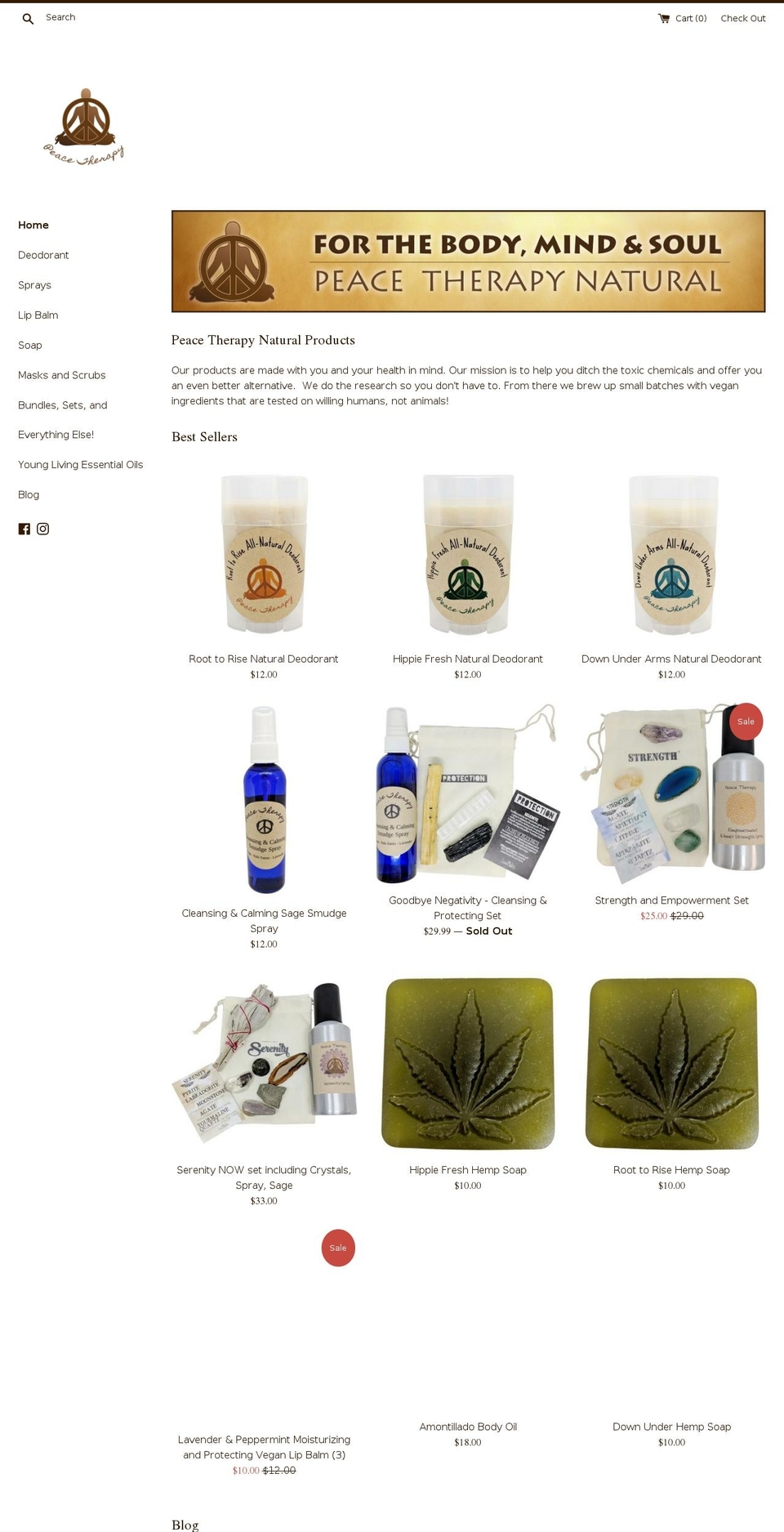 peacetherapynatural.com — Shopify storefront screenshot