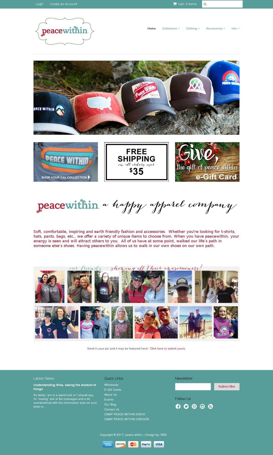 peacewithincda.com shopify website screenshot