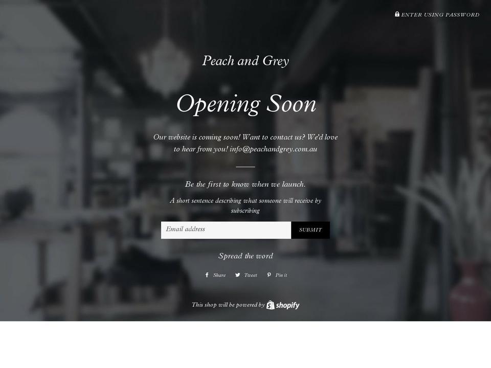 peachandgrey.com.au shopify website screenshot