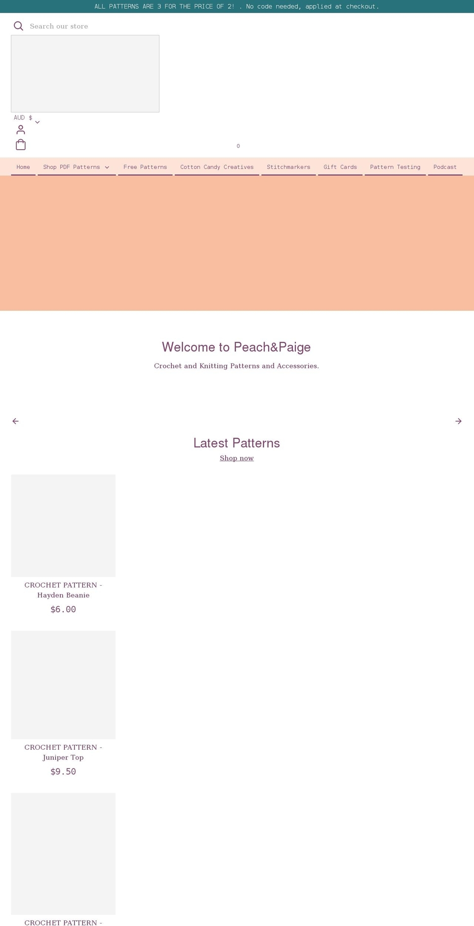 peachandpaige.com shopify website screenshot