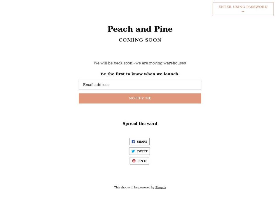 peachandpine.com.au shopify website screenshot