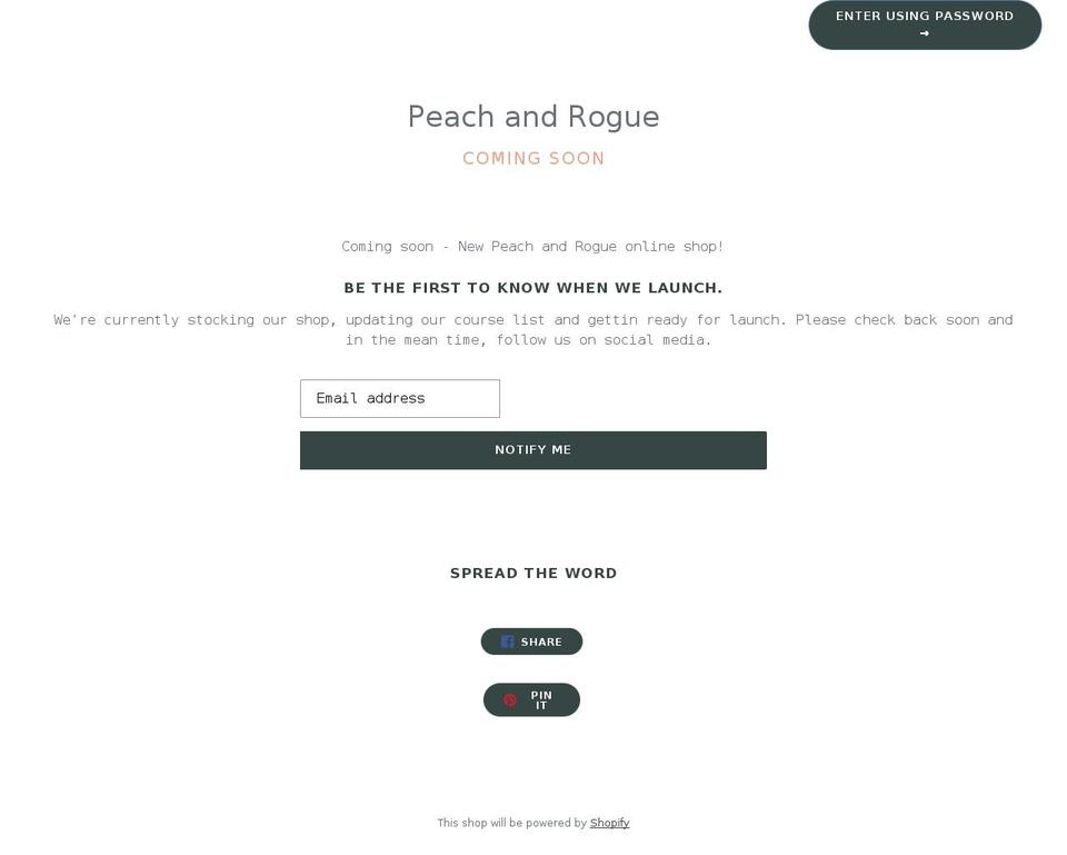 peachandrogue.com shopify website screenshot