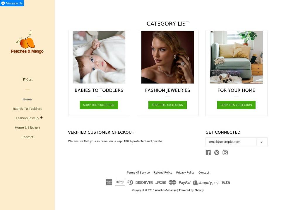 peachesandmango.com shopify website screenshot