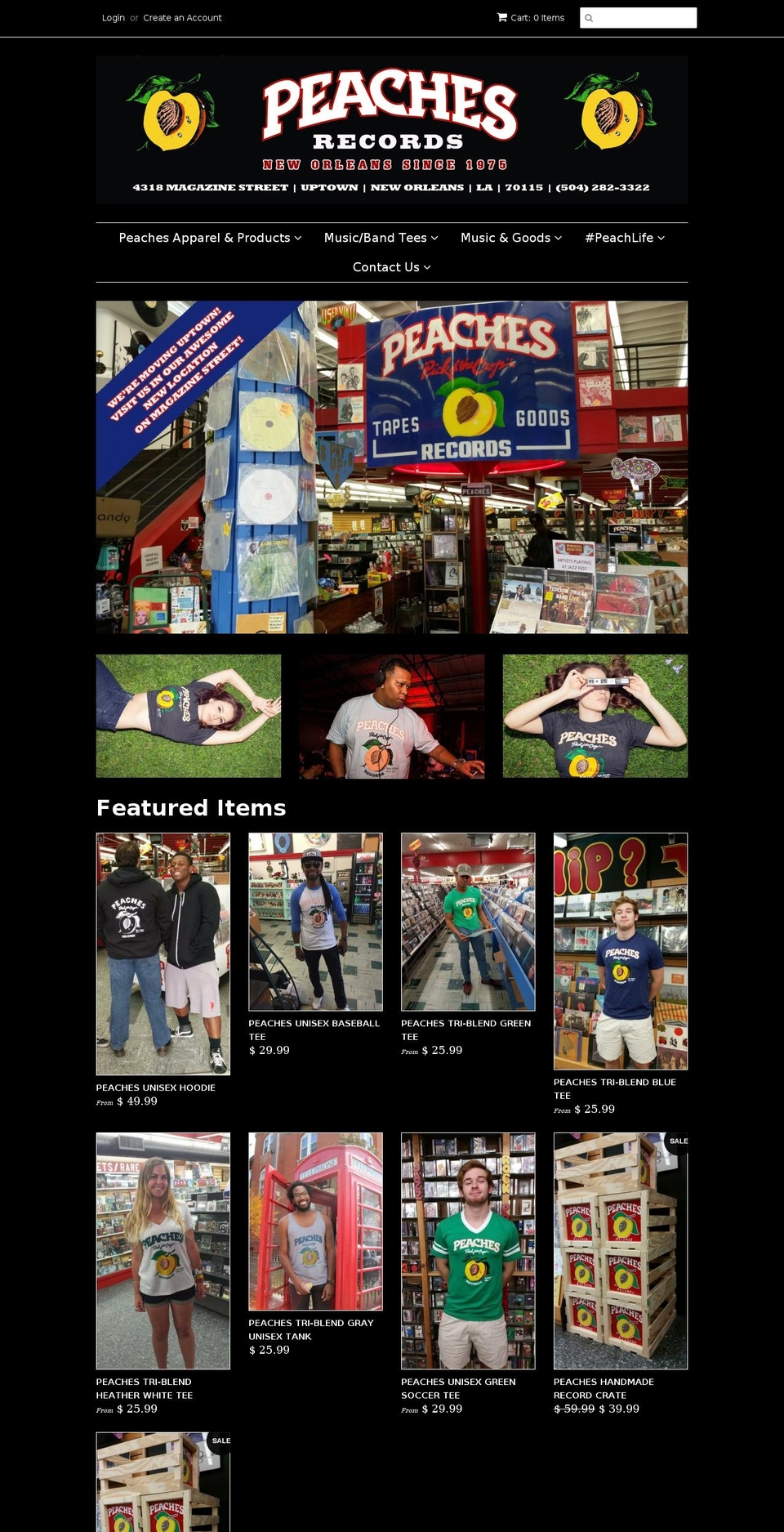 peachesrecordsneworleans.com shopify website screenshot