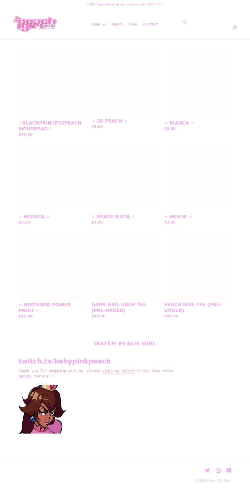 peachgirl.shop shopify website screenshot