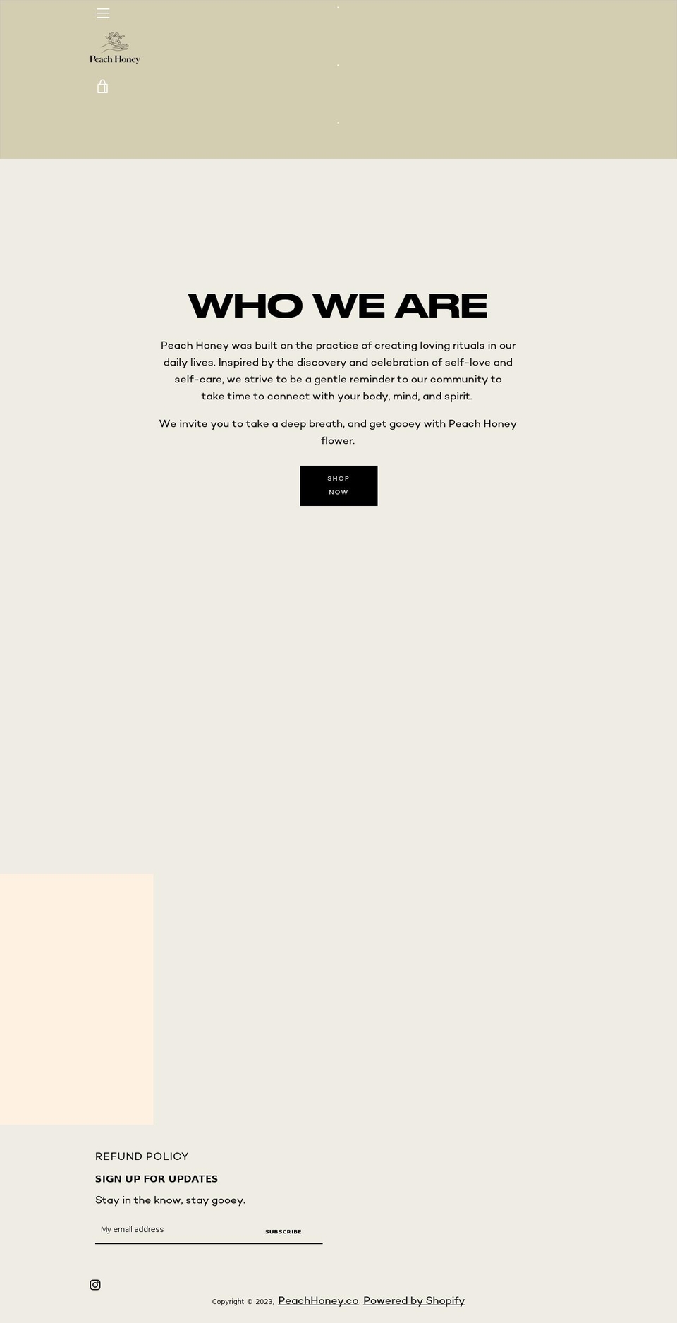 peachhoney.co shopify website screenshot