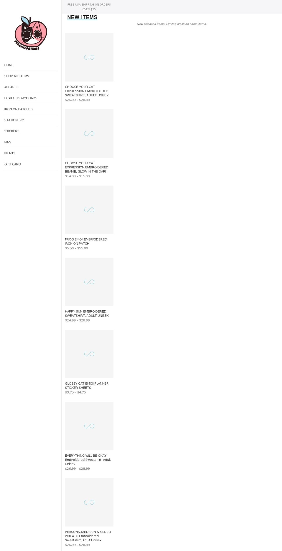 peachiepatches.com shopify website screenshot
