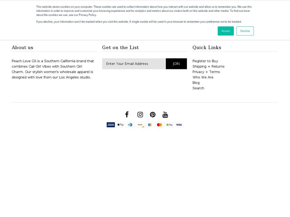 peachlovecream.com — Shopify storefront screenshot