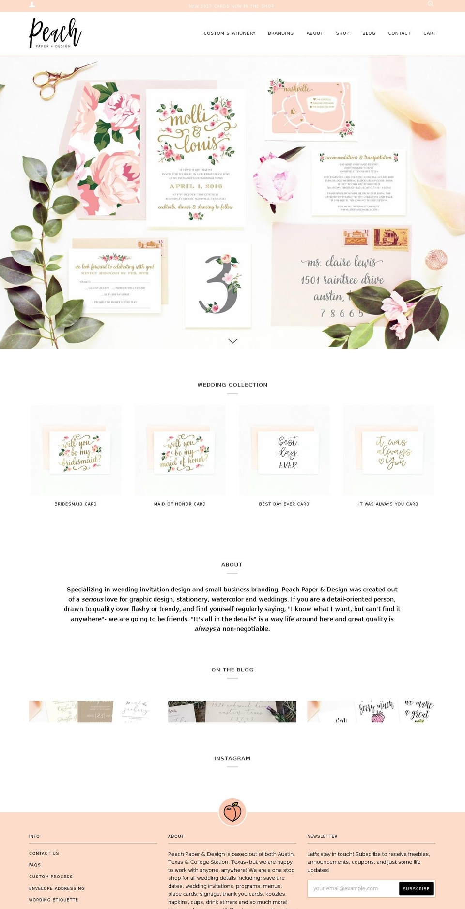peachpaperdesign.com shopify website screenshot