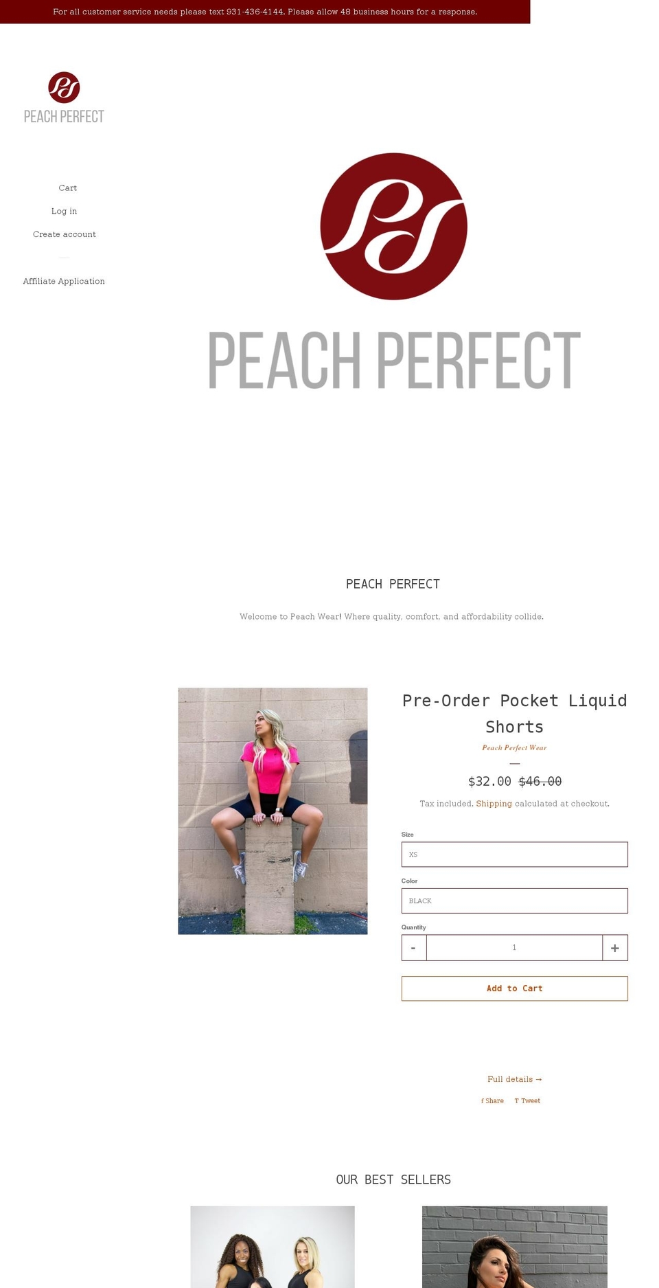 Pop with Installments message Shopify theme site example peachperfectwear.com