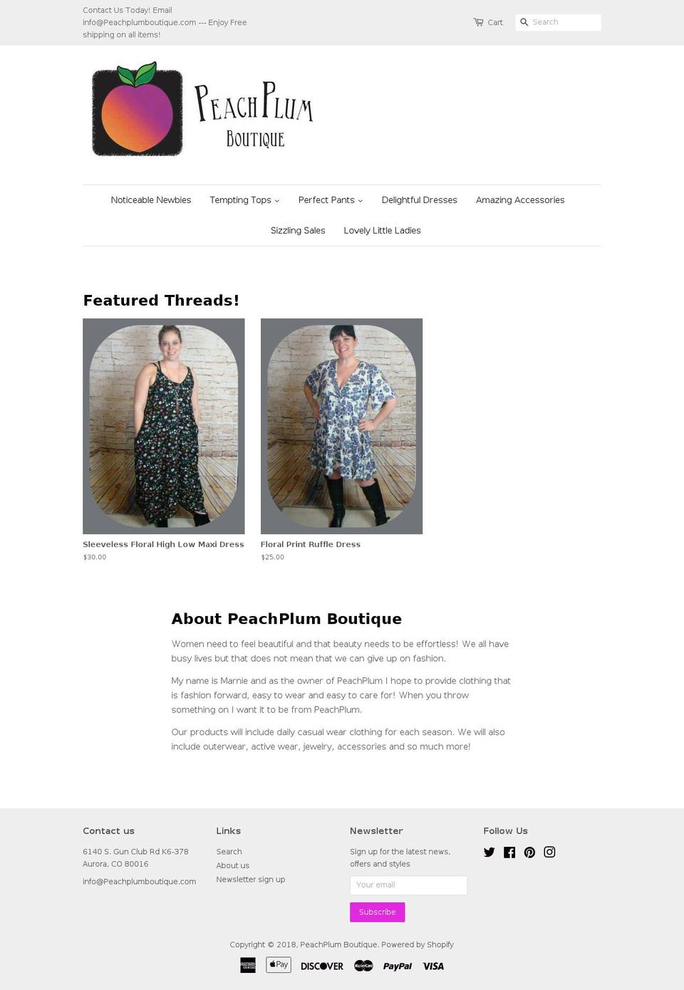 peachplumboutique.com shopify website screenshot