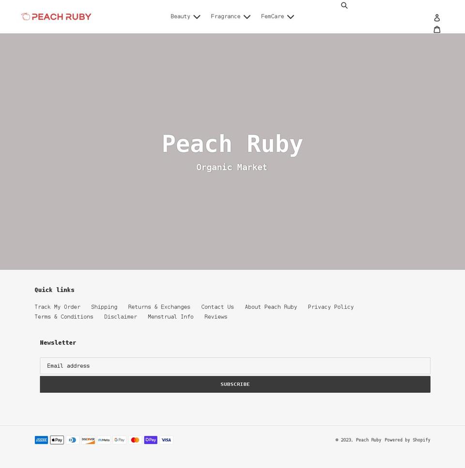 peachruby.com — Shopify storefront screenshot