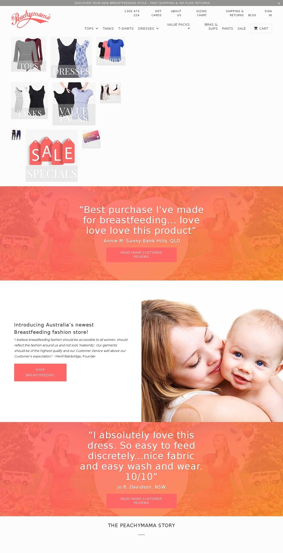 peachy-mama.com shopify website screenshot