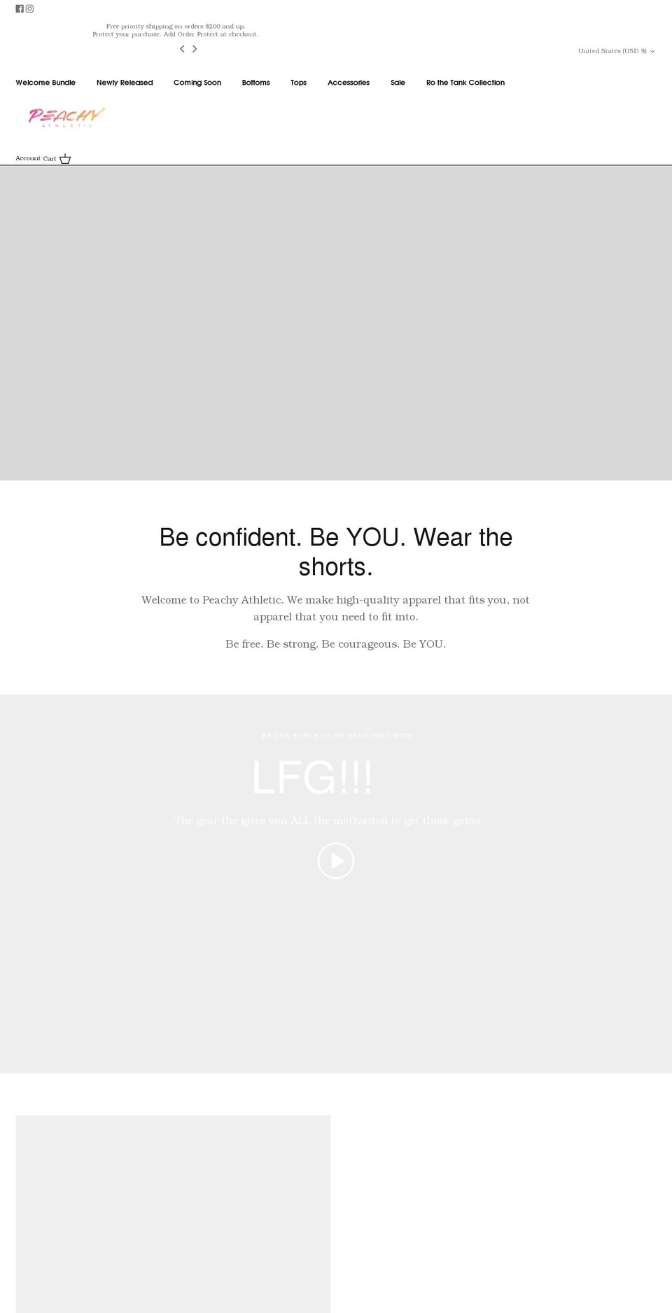 peachyathletic.com shopify website screenshot