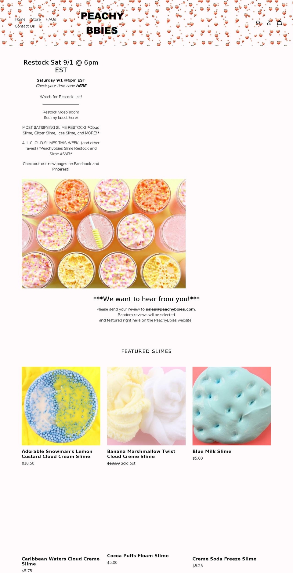 peachybbies.com shopify website screenshot