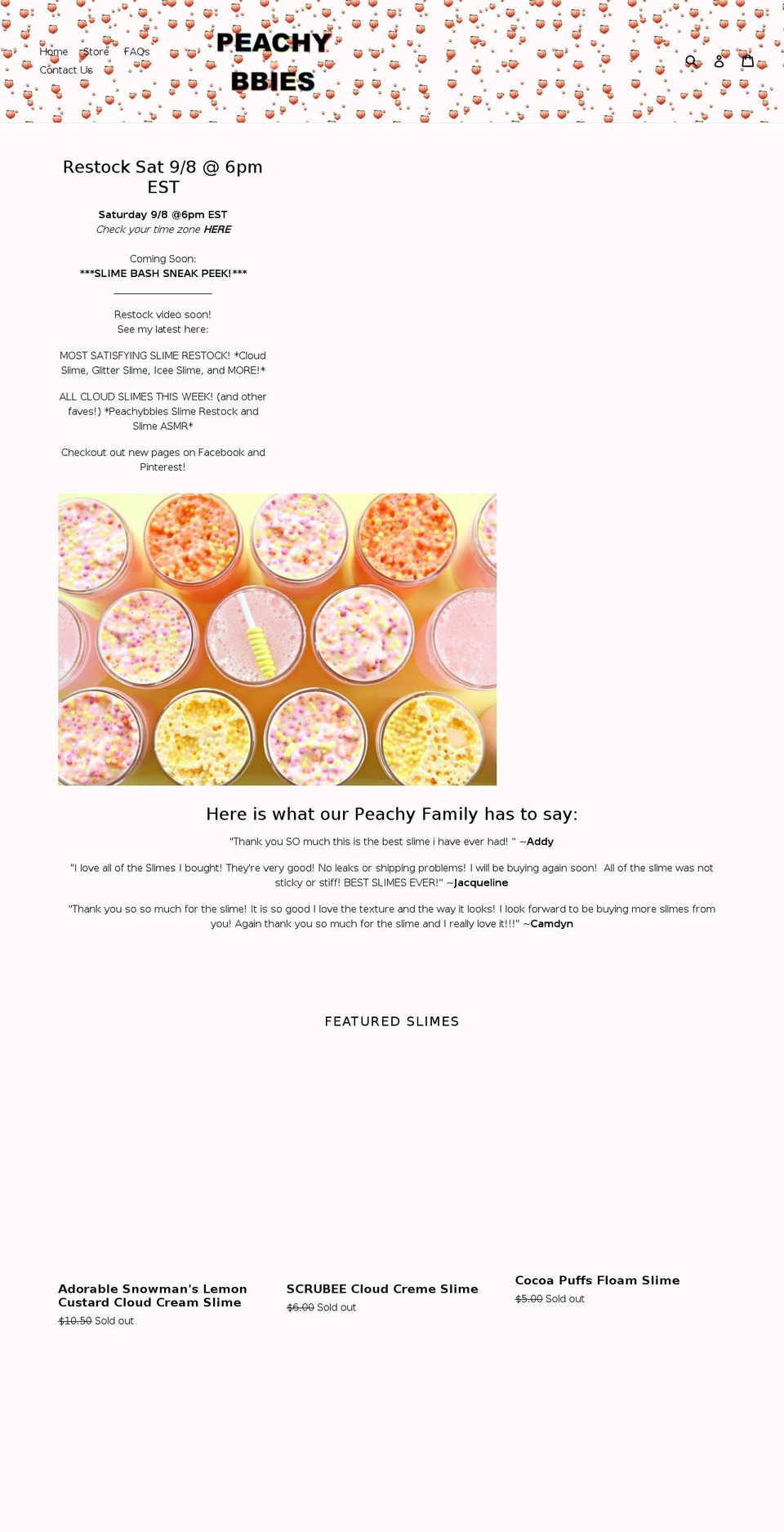 peachybbies.net shopify website screenshot