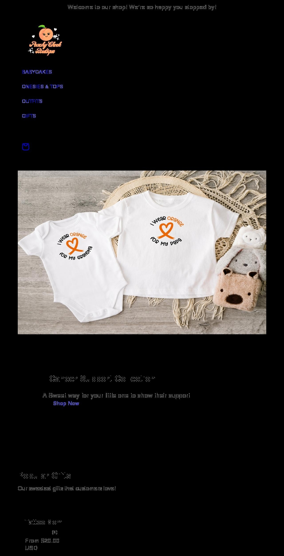 peachycheekboutique.com shopify website screenshot