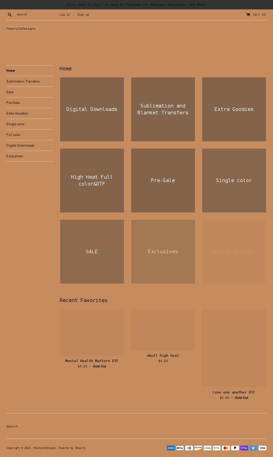 peachycodesigns.com shopify website screenshot