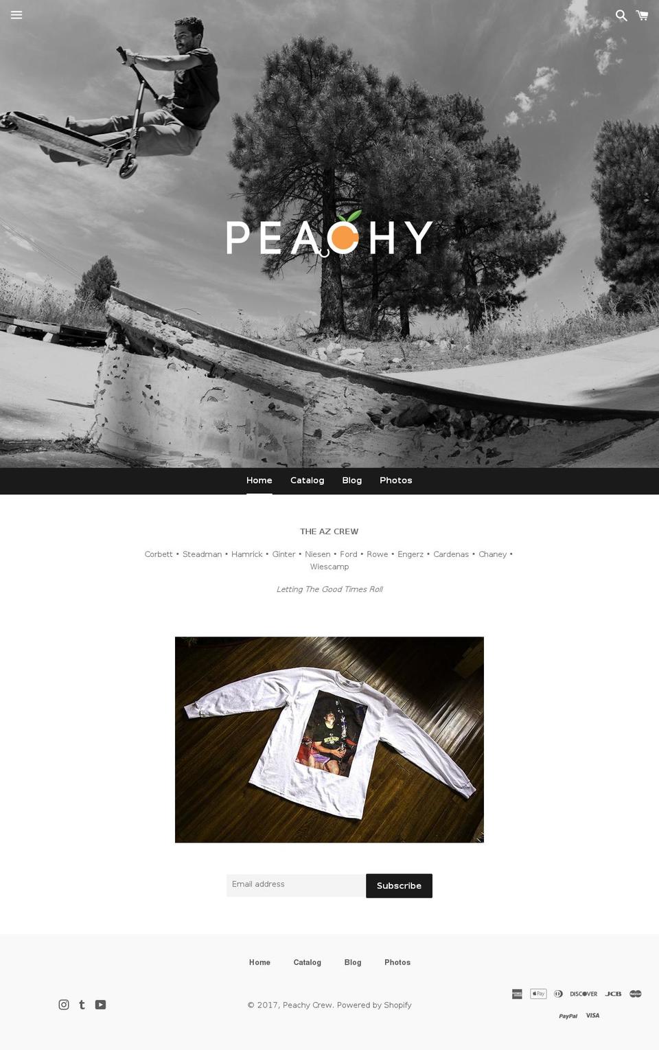 peachycrew.com shopify website screenshot