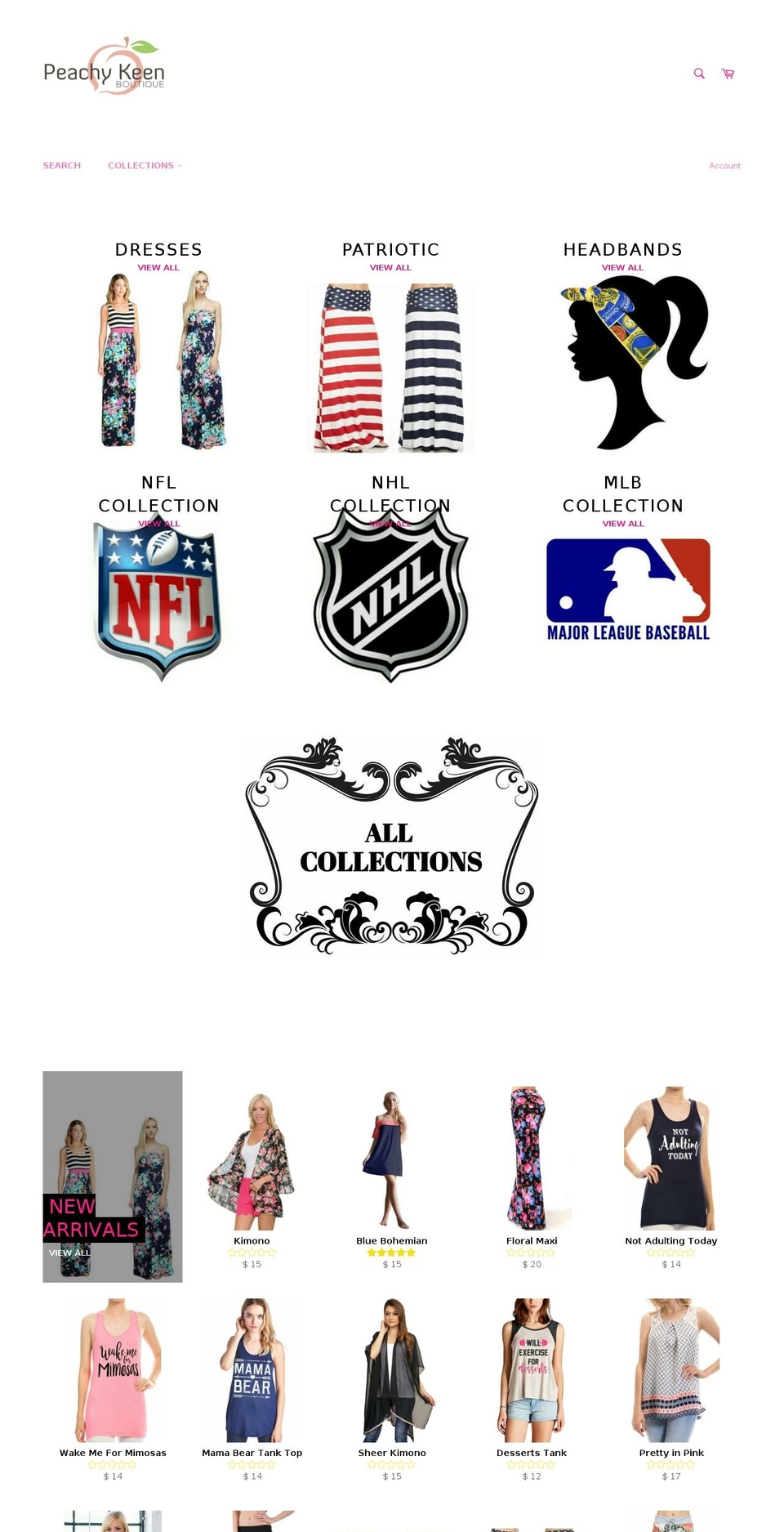peachykeenboutique.com shopify website screenshot