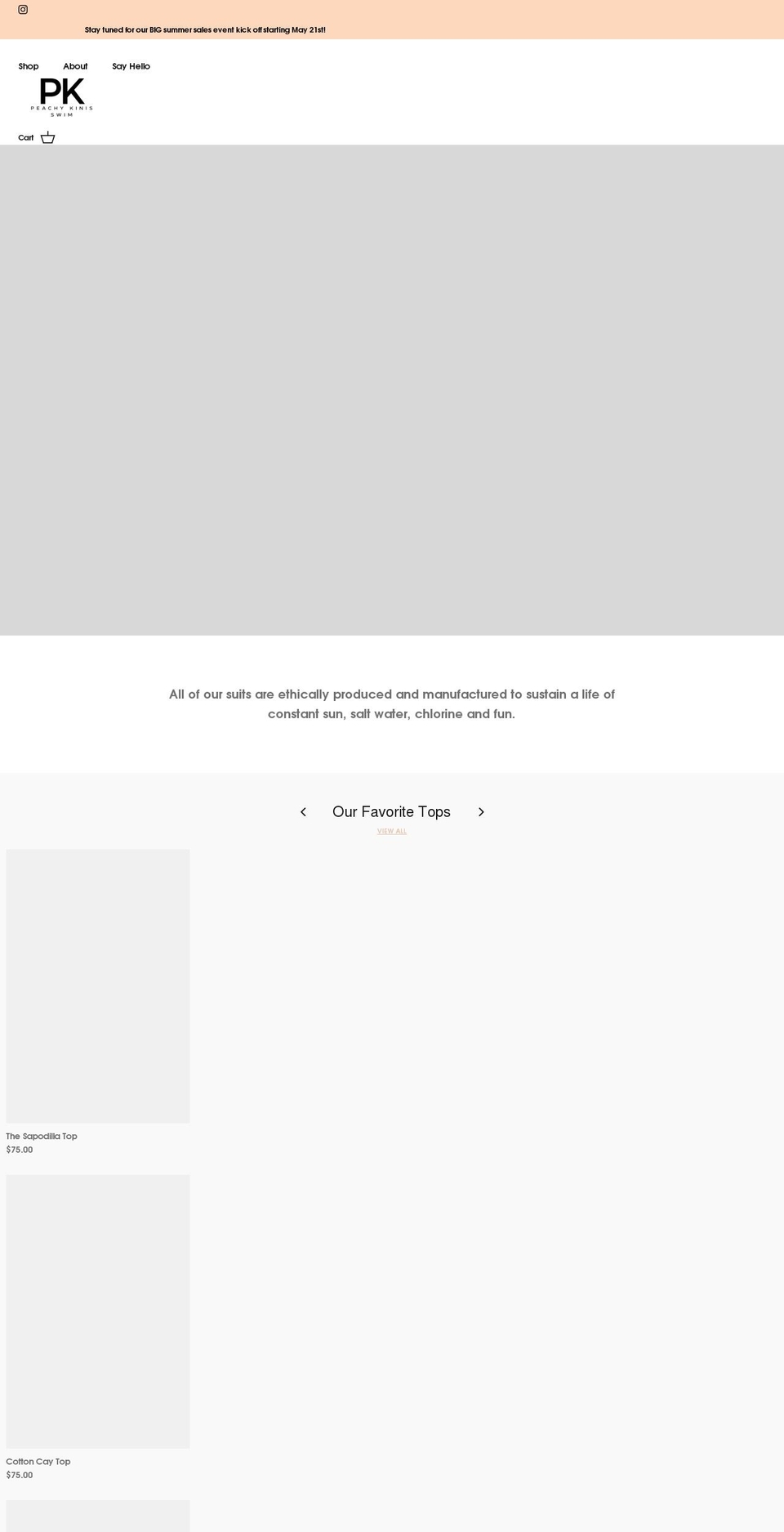 peachykinisswim.com shopify website screenshot