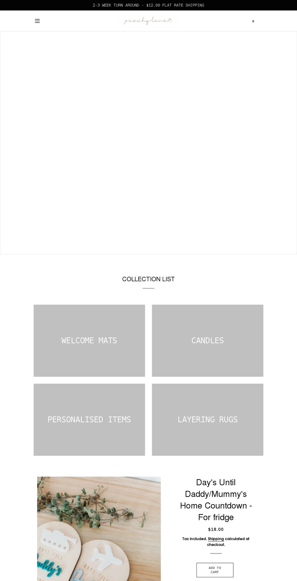 peachylane.com.au shopify website screenshot