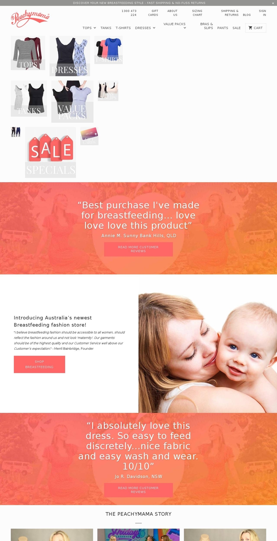 peachymama.com.au shopify website screenshot