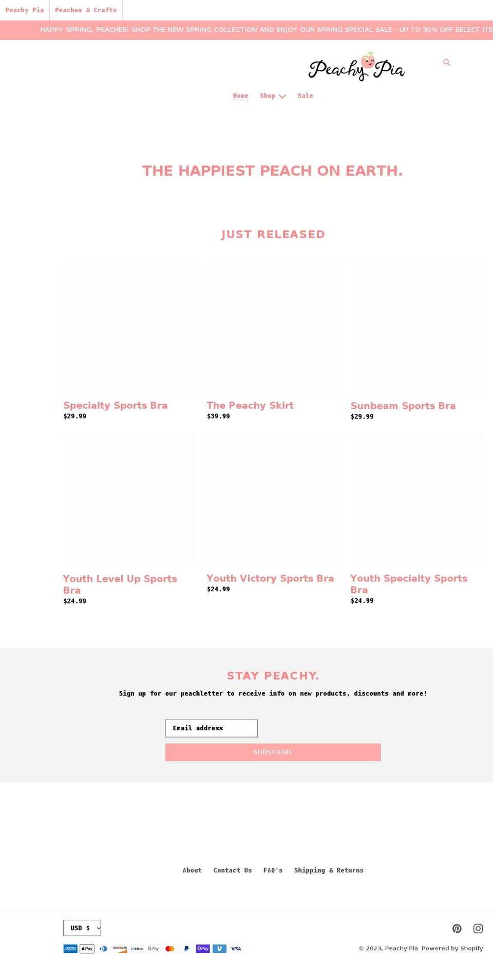 peachypia.com shopify website screenshot