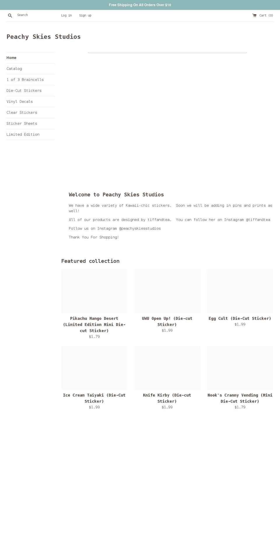 peachyskies.com shopify website screenshot